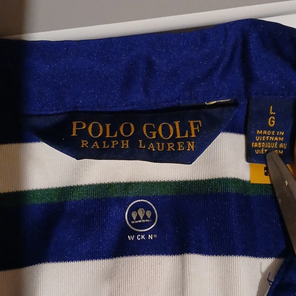 Ralph Lauren Blue and White Polo Golf Shirt